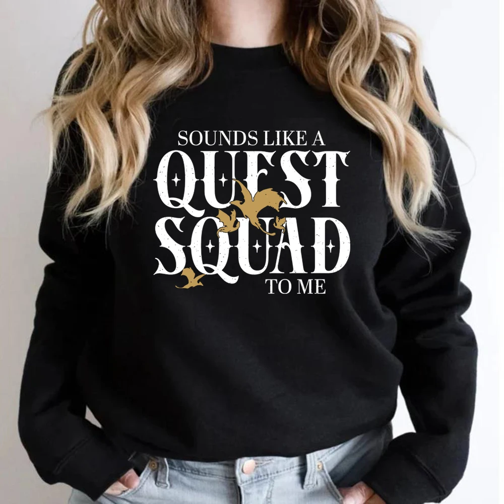 Basgiath War College Sweatshirt Fourth Wing Quest Squad Sweatshirt Men Women Sweatshirts Long Sleeve Vintage Pullover Streetwear