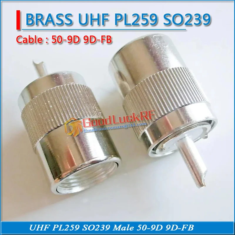 1X Pcs PL259 PL-259 SO239 SO-239 UHF Male solder Cup For 8D-FB 8DFB Cable Brass silver Plated Coax RF Connector Coaxial Adapter