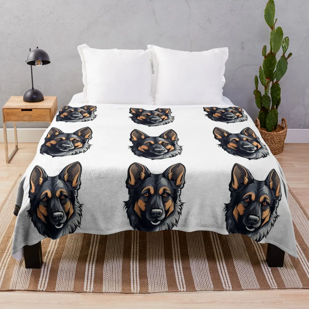 

Cartoon Artistic Style German Shepherd Dog Puppy Painting Drawing Logo Sticker, wall arts, Art Prints and More Throw Blanket