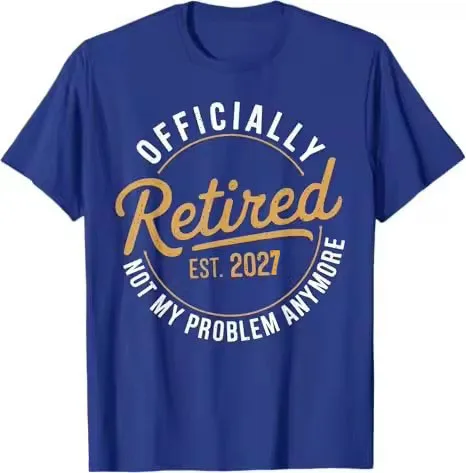 Ruhestand 2027, nicht mehr mein Problem – Vintage-T-Shirt mit lustigem Humor, aufgedrucktem Spruch, ideal als Geschenk zum Ruhestand für Opa oder Papa. – Detail 6