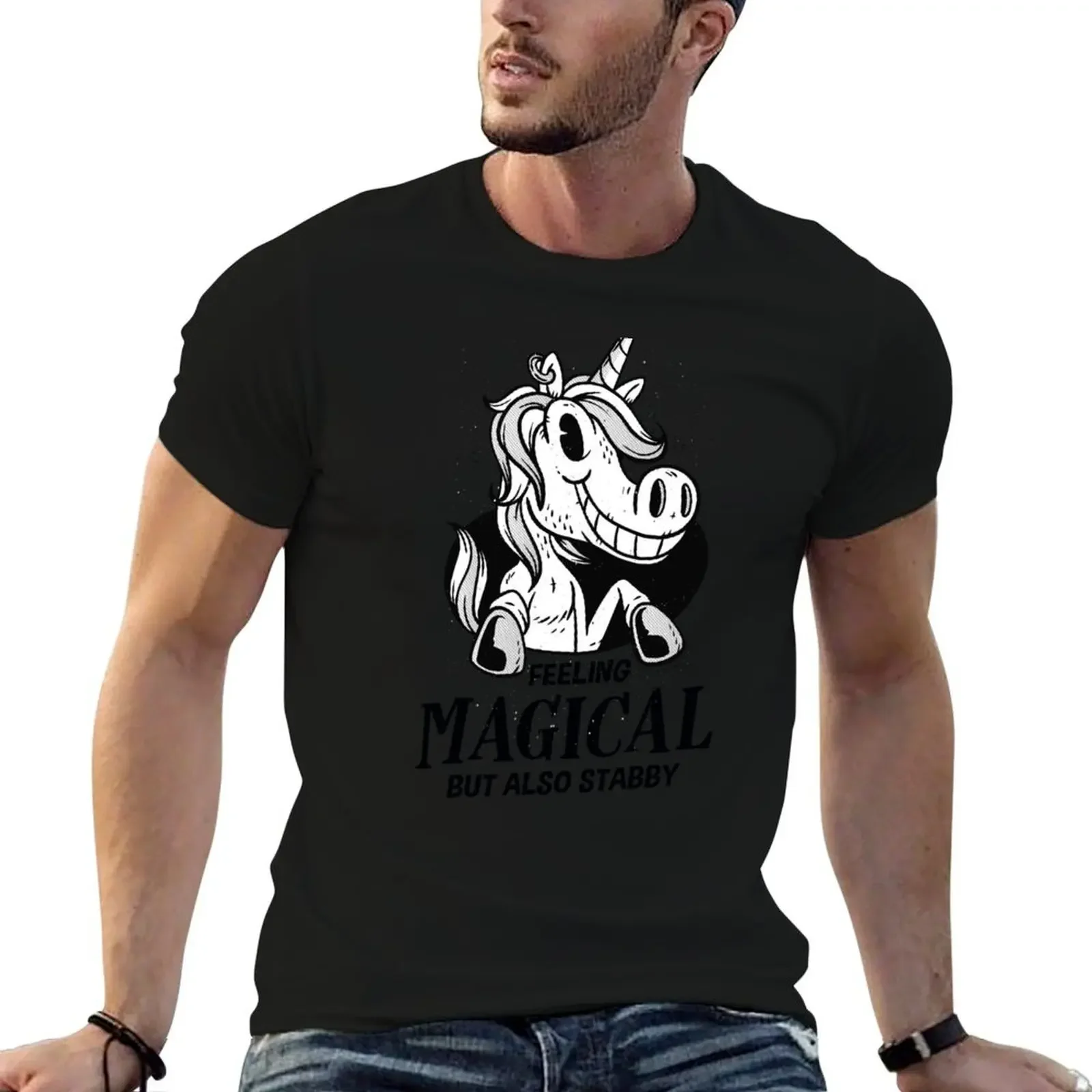 

Feeling Magical But Also Stabby Unicorn T-Shirt T-shirts man graphic tee shirt tshirts for men