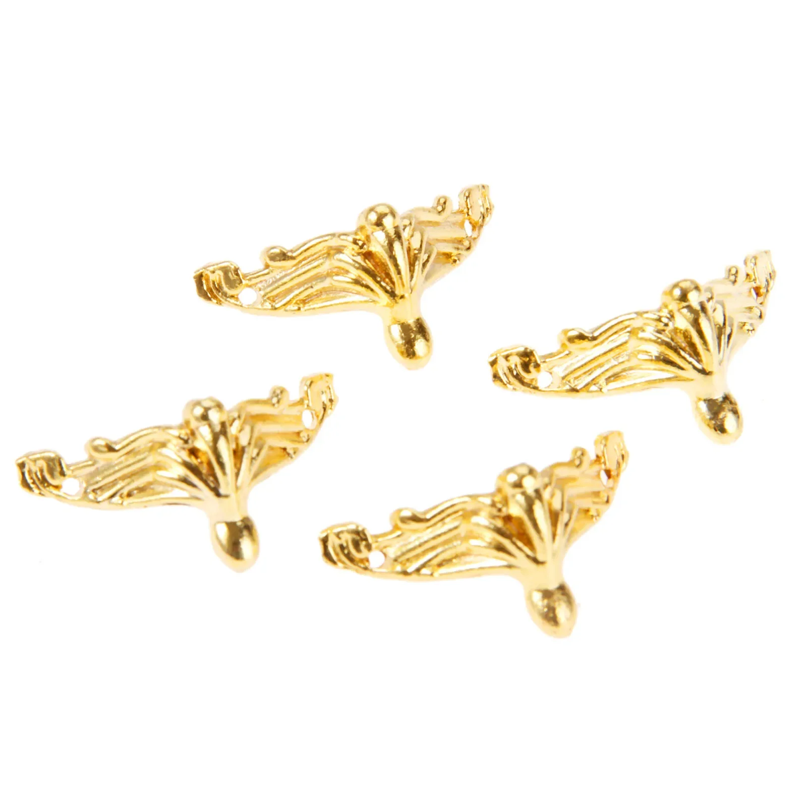 4Pcs Gold Decorative Corner Bracket for furniture Jewelry Gift Wooden Box Feet Furniture Foot Corner Protector Cover with Screws