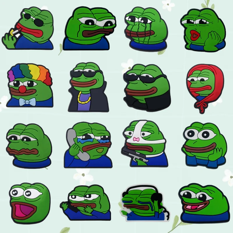 

Adult Funny Sad Frog Shoe Charms Pin Set Accessory for Shoe Decoration Christmas Party Gift Idea