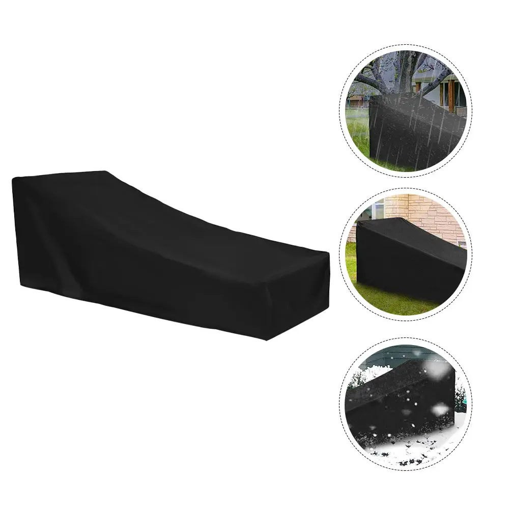 

1PCS Chair Cover Waterproof 200*68*40/70CM Black 190T Polyester Garden Dust-proof Outdoor Recliner Covers Deck Protective