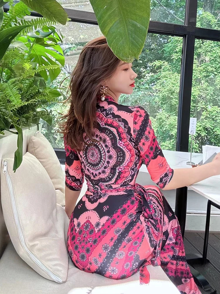 

Ele V-ne Wrap Dr Beach Vaion Sle Цельный пояс с высокой талией Весна Осень Новая модель Женская повседневная одежда Dr