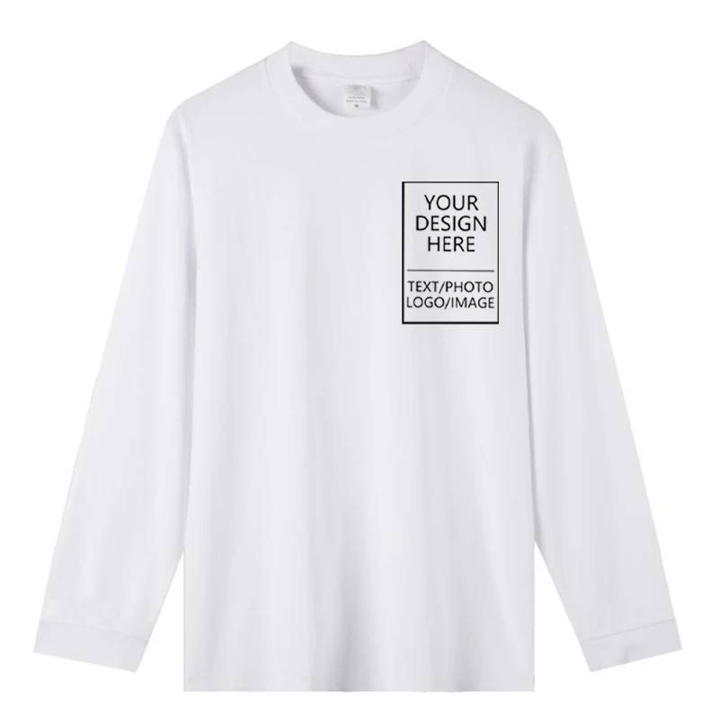 Men's long-sleeved pure cotton T-shirt, 230 grams thick, custom printed with company logo, loose-fitting for sports activities gallery 4