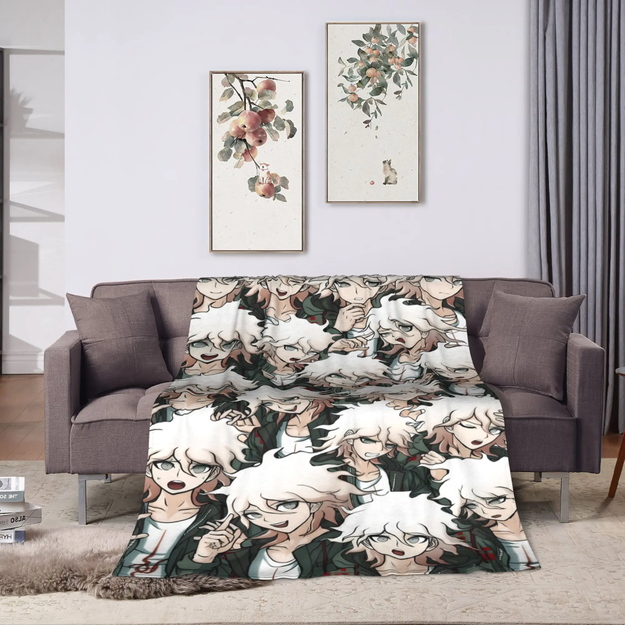 Nagito Komaeda The Ultimate Super Warm Blankets Airplane Travel Plush Bedding Throws Home Decor Flannel Bedspread Sofa Bed Cover