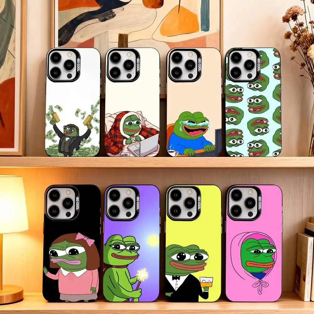 

P-Pepe the F-Frog-G Phone Case For iPhone17,16,15,14,13,12,11 Plus,Pro Max Black Candy silver phone case