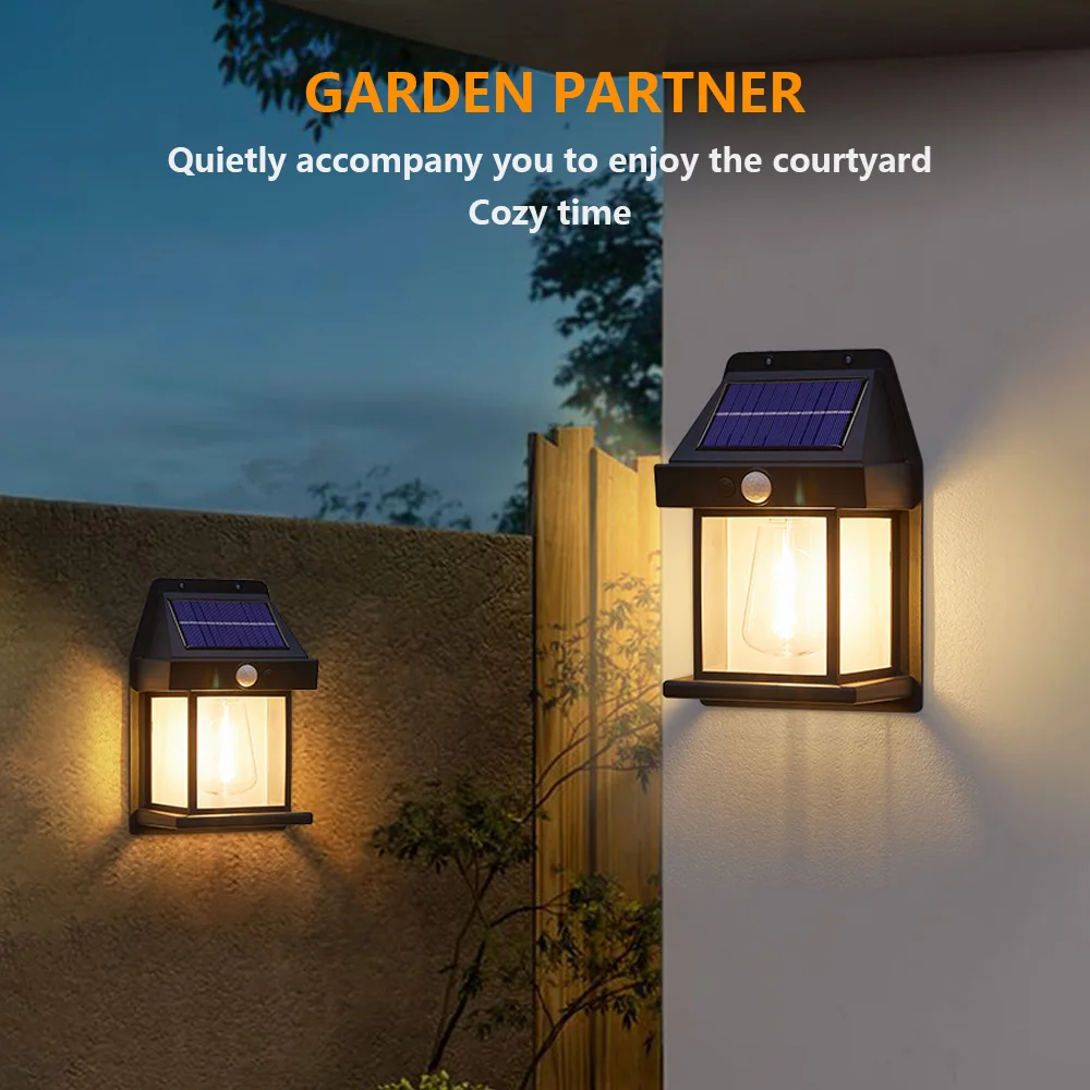 Lámpara Solar de luz cálida, luces para exteriores, lámpara LED E27 resistente al agua, luces con Sensor de movimiento, camino de calle, iluminación de garaje, luz Solar de jardín