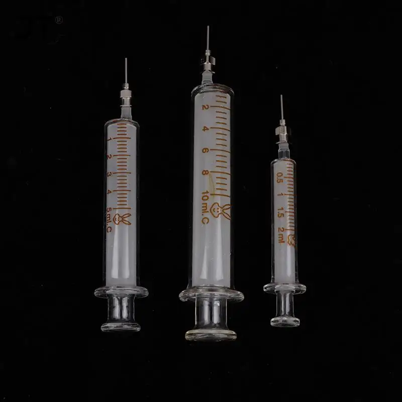 Glass Syringe 2ml 5ml 10ml Syringe Metal Needle Welding Oil Container Glass Push Rod Mobile Phone Repair Tool