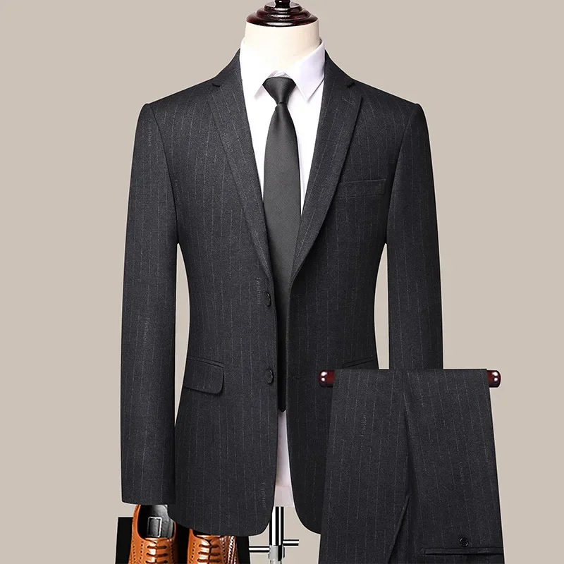 (82) New autumn and winter striped casual suits, elastic slim jackets, professional workwear