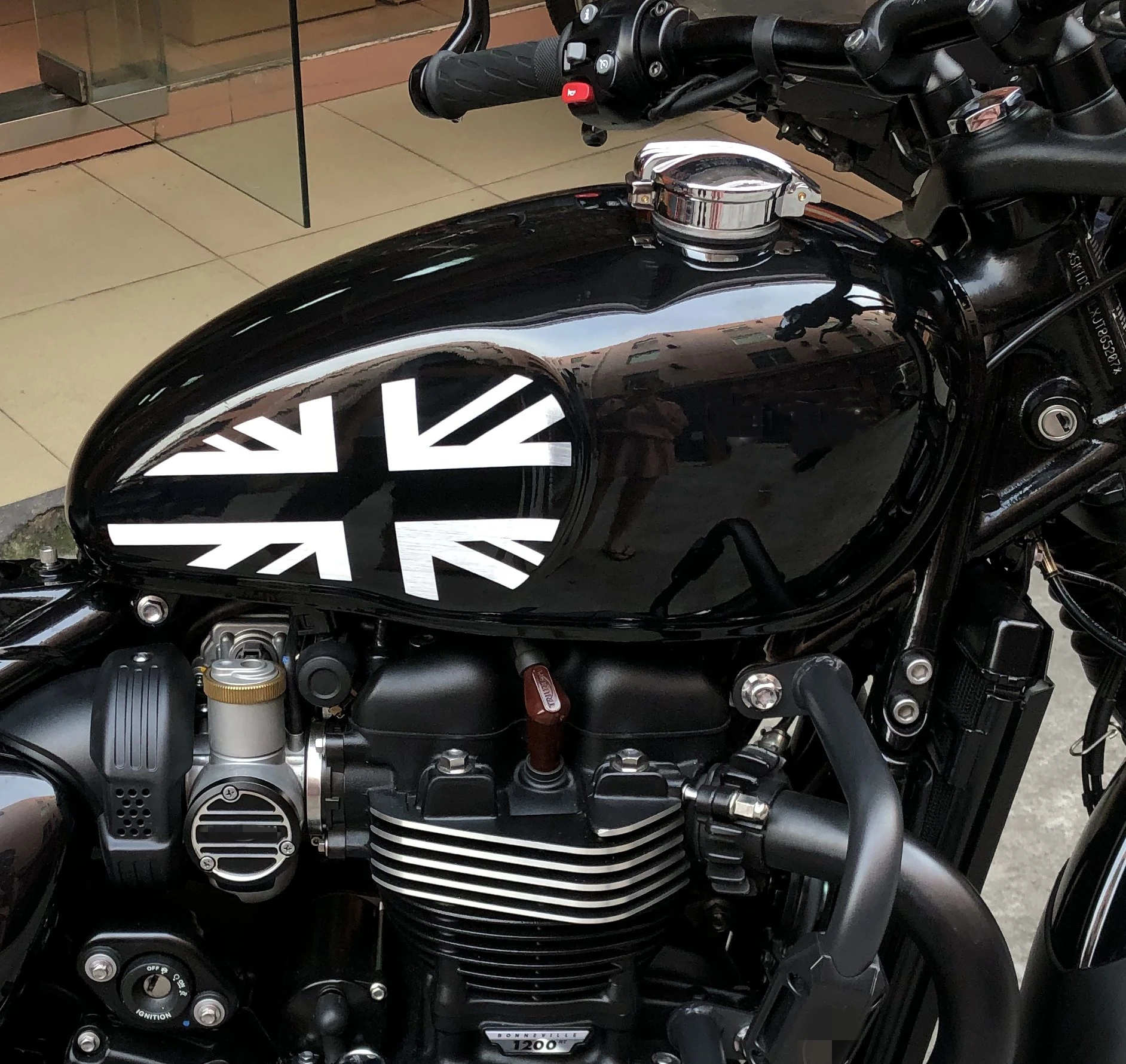 Pegatina de tanque de gasolina para coche de carreras triumph retro Bonneville bobber black TFC, decoración del cuerpo, logo