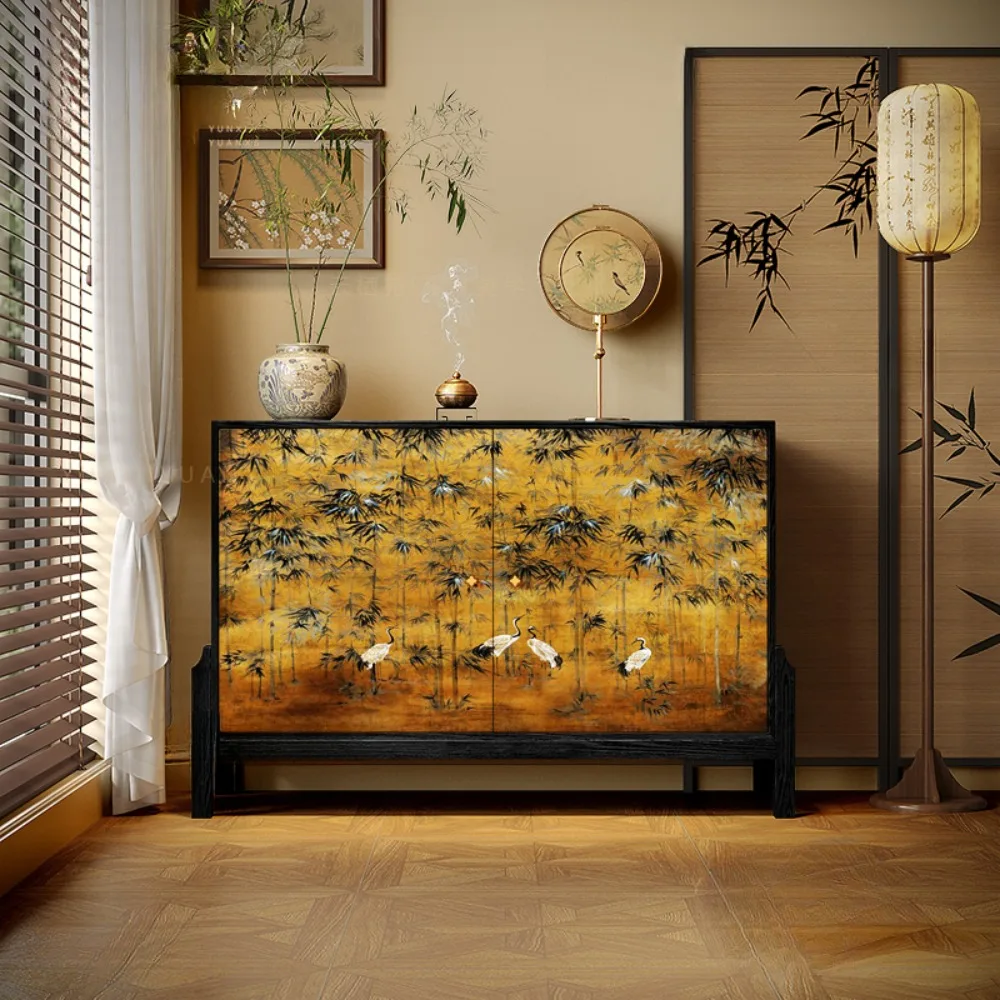 Craft custom pattern living room cabinet painted cabinet door stereo relief cabinet solid wood storage storage Home furniture