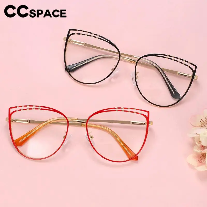 56662 Women Fashion Large Size Metal Optical Spectacle Frame Cat Eye Anti Blue Computer Glasses Eyebrow Glasses Frame