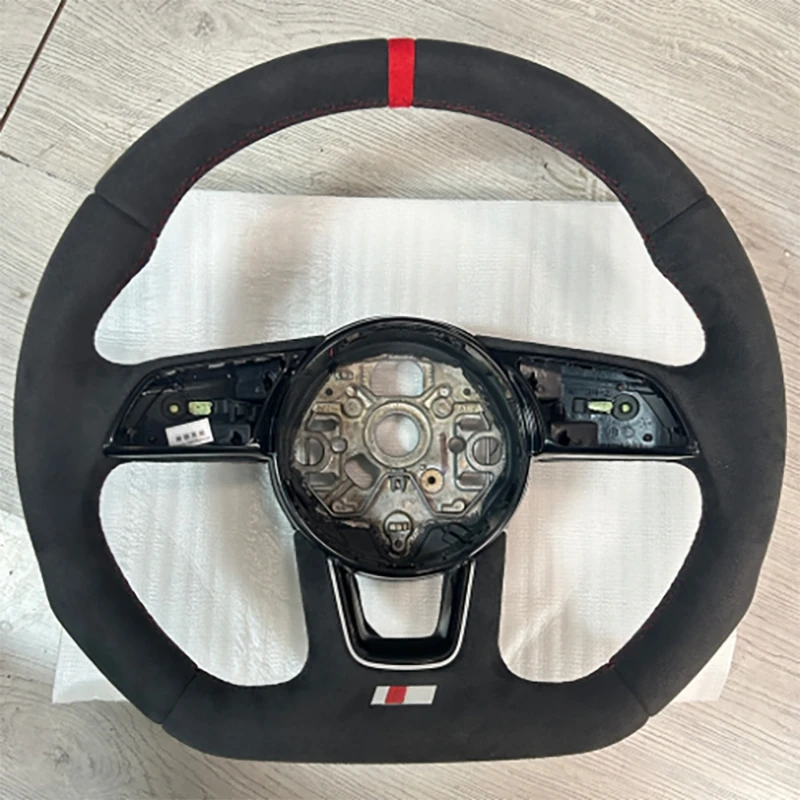 

Full Alcantara Red Stitching /Strip Steering Wheel With Key Frame Assembly For Audi RS3 RS4 RS5 A3 A4 B9 A5 S3 S4 2017-2021