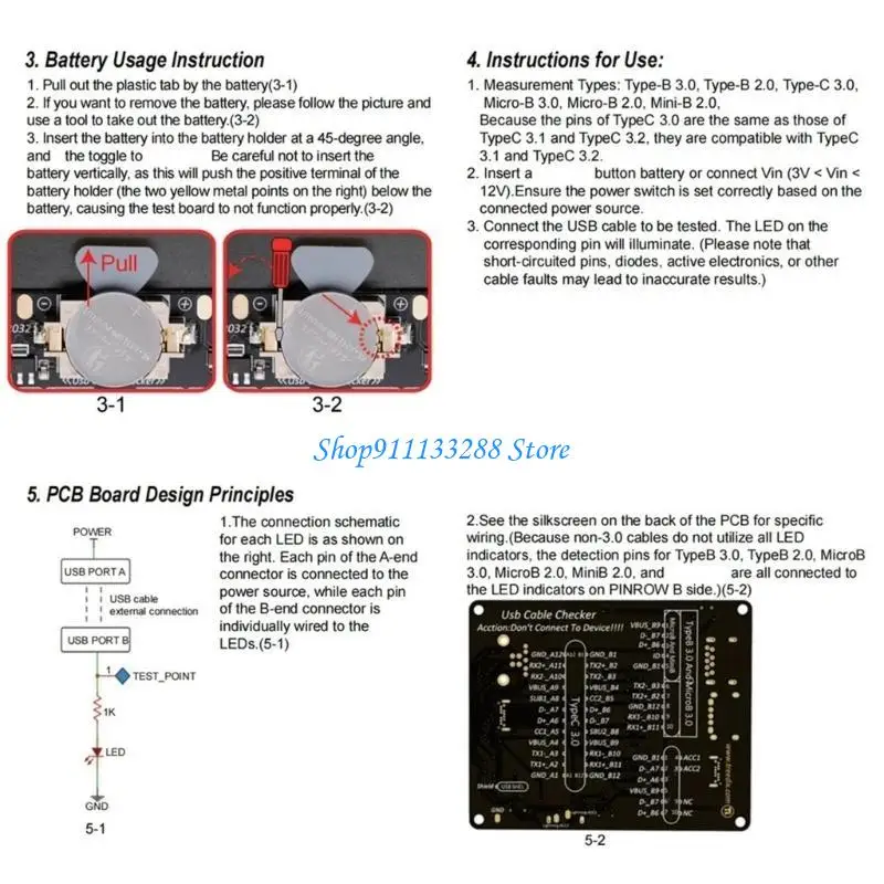 G88D Portable USB Data Cable Testing Tool For Multiple Interfaces Including Type B And C
