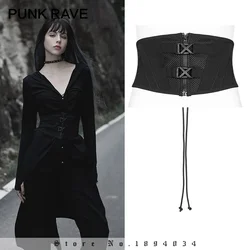 PUNK RAVE Women's Futuristic Sense Cool Waistband Has Adjustment Buckle Punk Female Accessories Slim Body Black Girdle Belts