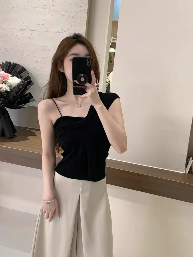 Sexy Trendy Strap Vest Women's Summer New Sle Pure Desire Hot Girl Tie Dye Top Polyester Fiber 00%  Color Sto Avail...