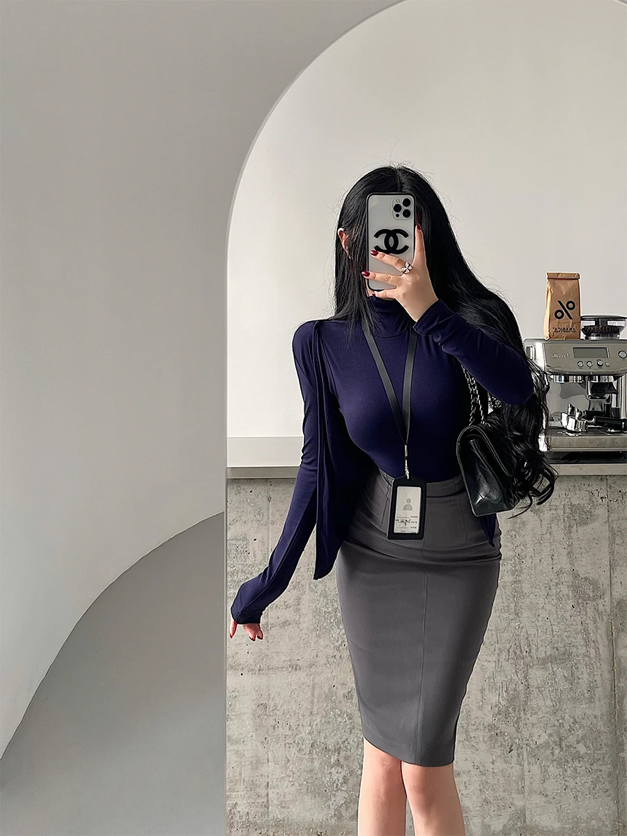 

Korean Style High Collar Sleeveless Slim Fit Long Sleeve Open Cardigan Top Two Piece Set Young Girl Day Pure Desire Fashion