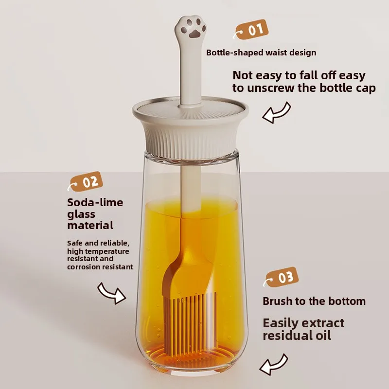 فرشاة زيت منزلية مقاومة لدرجات الحرارة العالية، زجاجة زيت متكاملة، فرشاة سيليكون للطعام، زجاجة فرشاة زيت #3