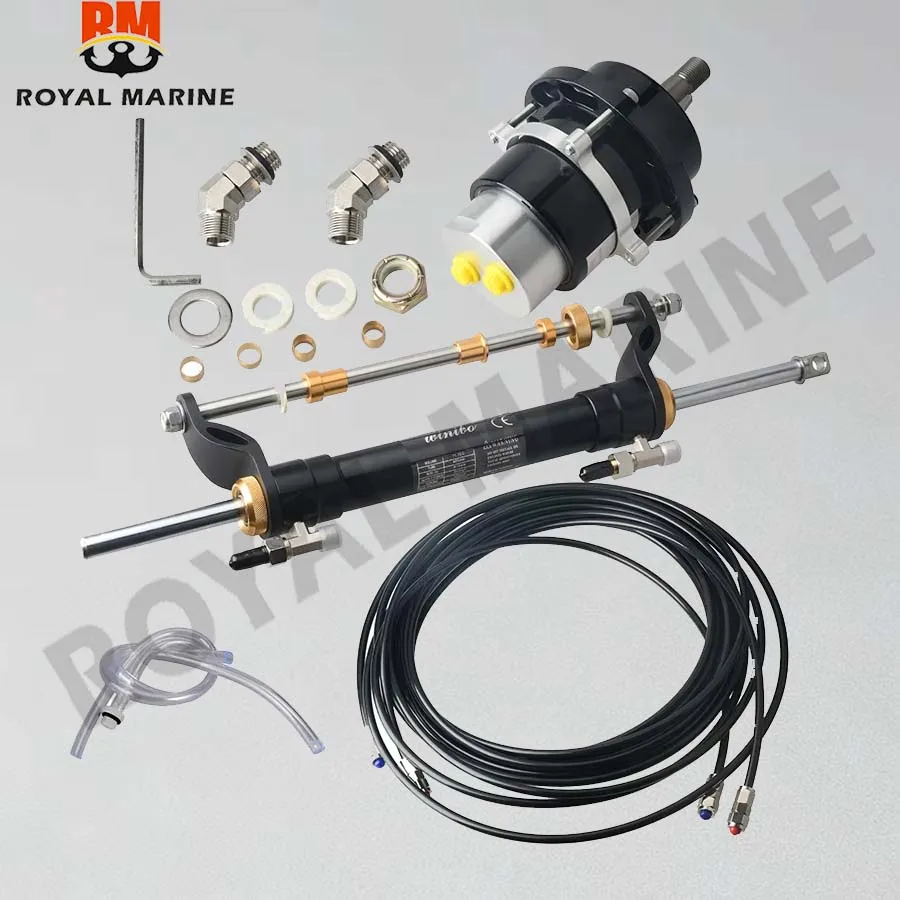 

Boat Outboard Hydraulic Steering Kit Marine Steering System With Cylinder Helm Pump for engines till 90HP 20 Feet Hoses