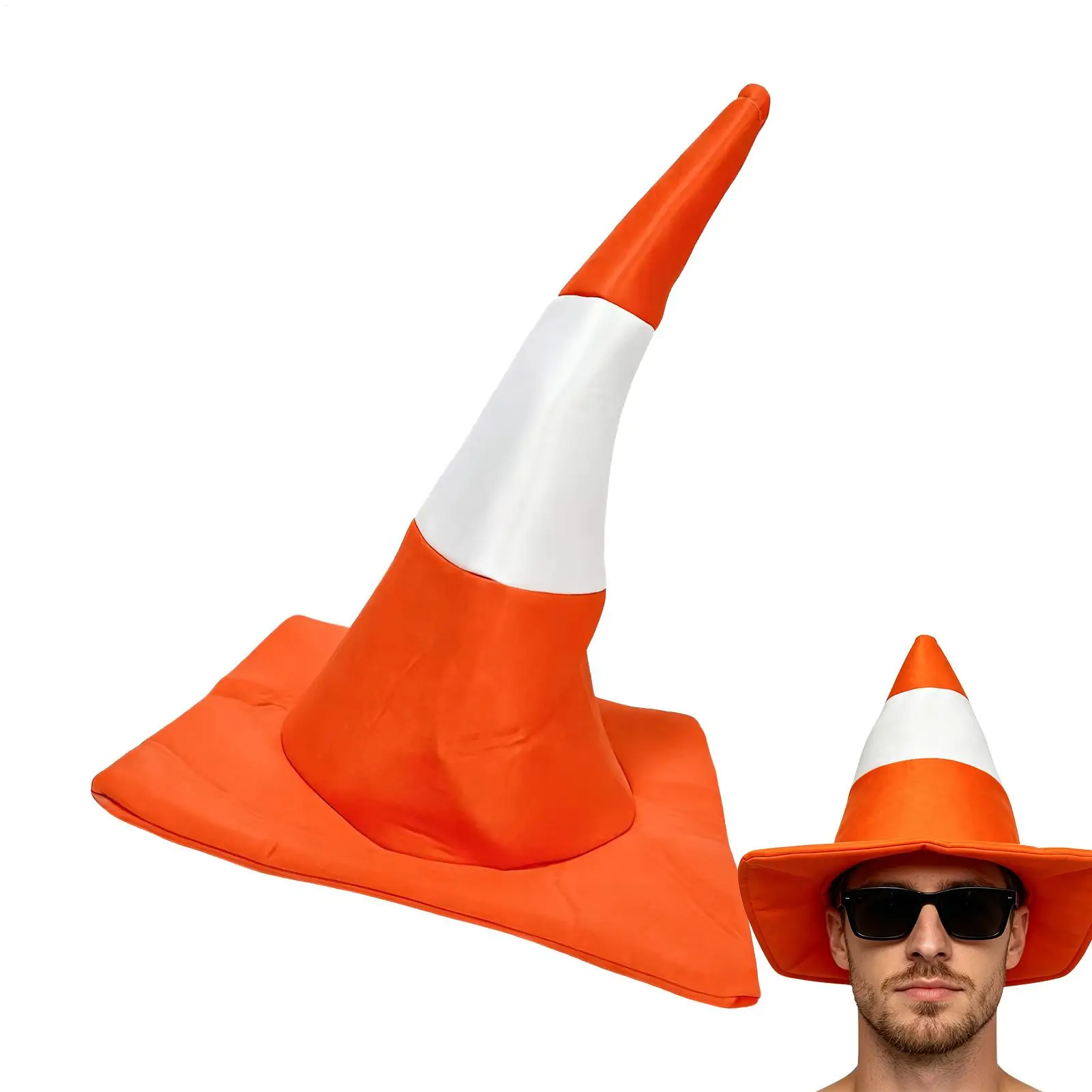 2026 new Cone Hat Soft Felt Novelty Cap Halloween Construction Traffic Cone Hat For Men Women Halloween Party Outdoor