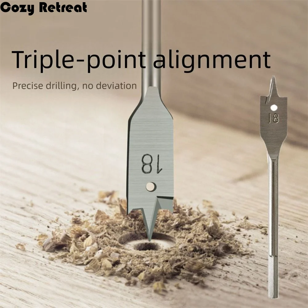 

High-carbon Steel Woodworking Tool Sets Long Durable Flat Drill Three-point Bit Set Hexagonal Shank Woodworking Spade Drill Bits