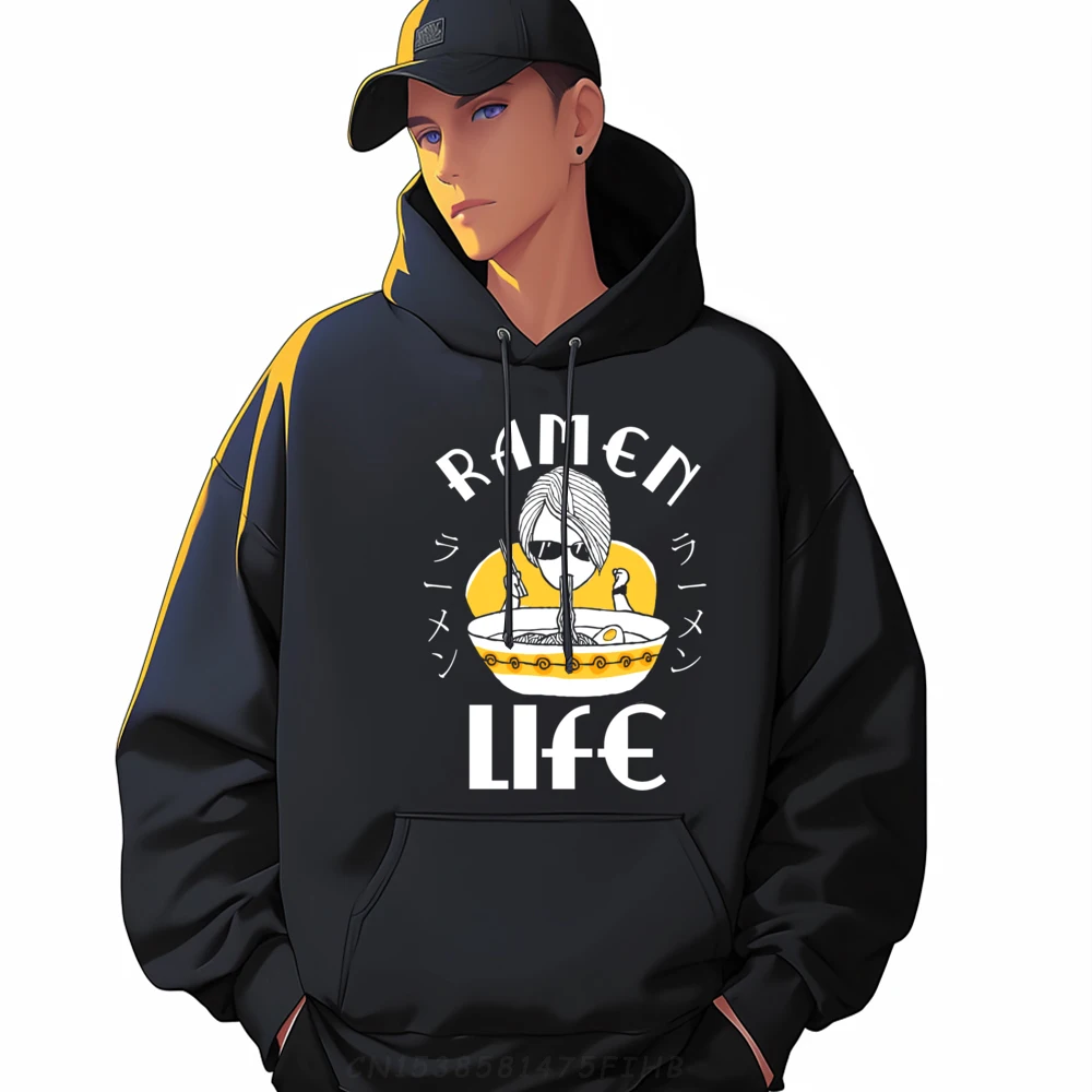 

Ramen Life Japanese Noodle Soup Cute Eating Ramen Funny Hoodie High Quality Men's Sweater Man Hooded Shirt