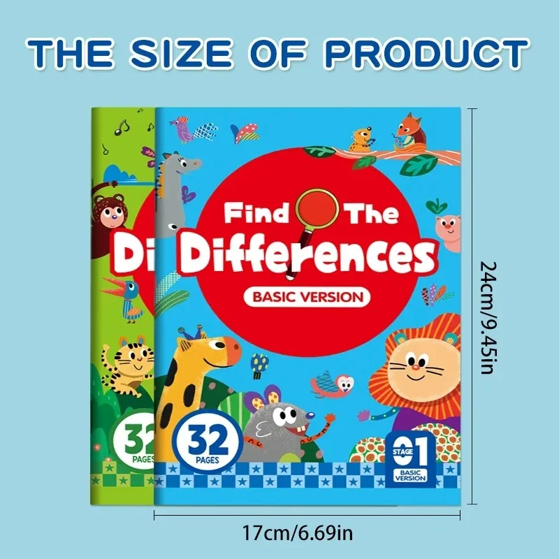 1PCS Hidden Differences Activity Book Attention and Concentration Training Visual Perception Skills Find the Differences Game