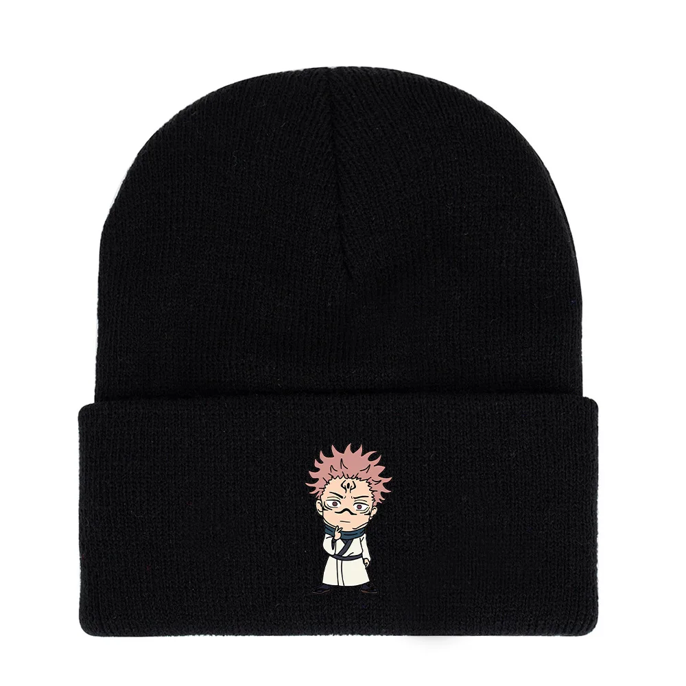 Anime Figure Cosplay Caps Cartoon Gojo Satoru Toy Boys Girl Elastic Black Knitted Winter Warm Hats