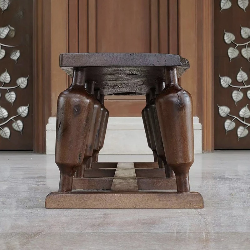 Ancient wood spider stool, leisure stool, wabi sabi home bench