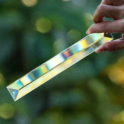 20cm Long Triangle Bars Faceted Prism Clear Glass Crystal Double-holes Pendant Chandeliers Lamp Parts Shiny Sun Catcher Hanging