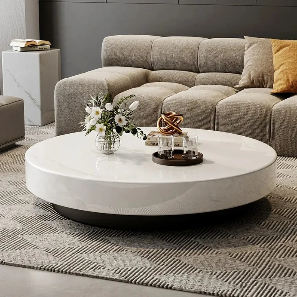 Luxury White Round Coffee Table Aesthetic Entryway Modern Breakfast Side Table Creative Nordic Large Table Basse Mesa Furniture