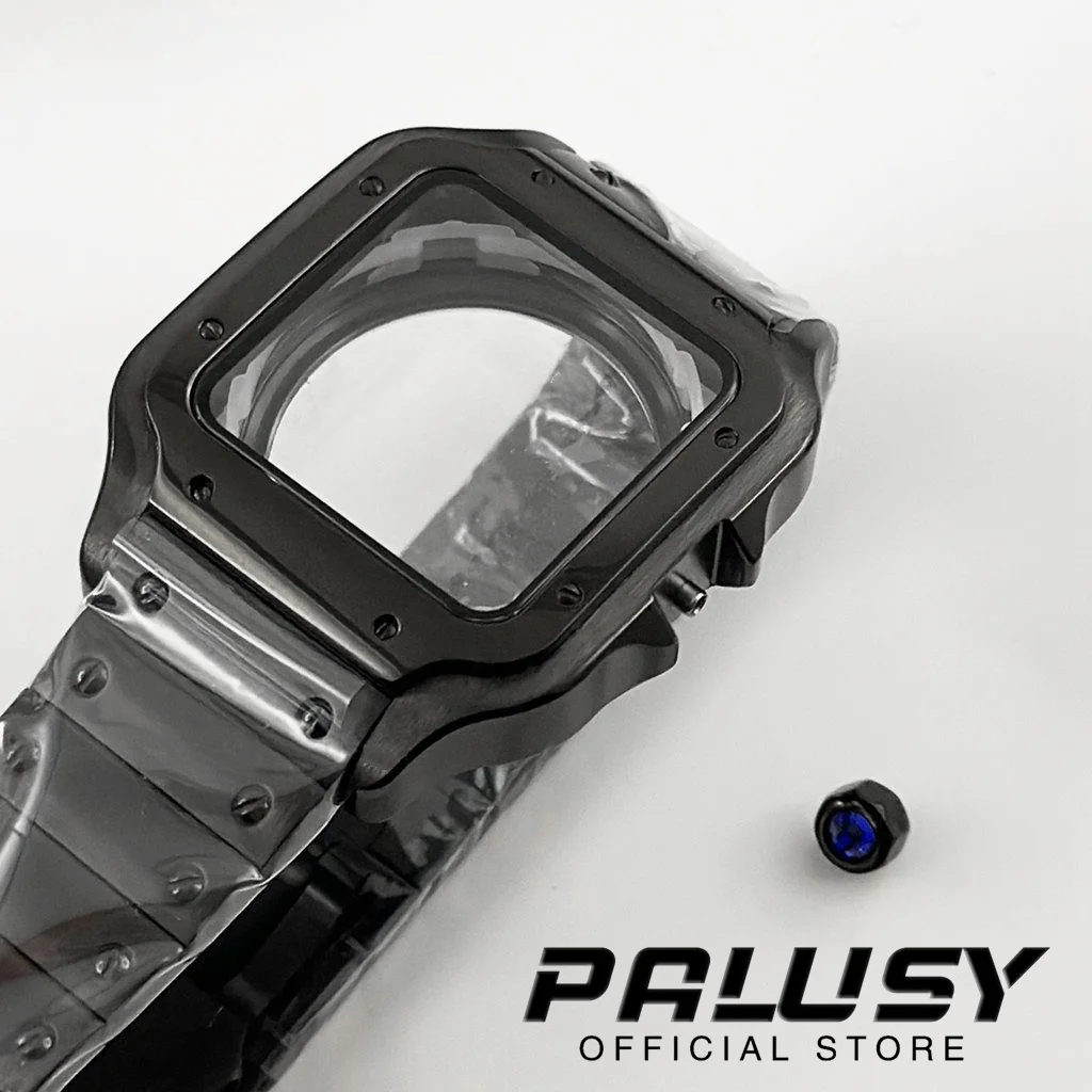 PVD Schwarzes 38-mm-Uhrengehäuse, quadratisch, 316L-Edelstahl für NH35, NH36, NH37, NH70, NH72, Automatikwerk, geeignet für 27-mm-Zifferblatt