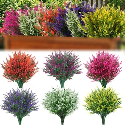 8 Bundles Artificial Lavender Flowers Uv Resistant Fake Shrubs Greenery Bushes Bouquet for Wedding Party Home Garden Table Decor