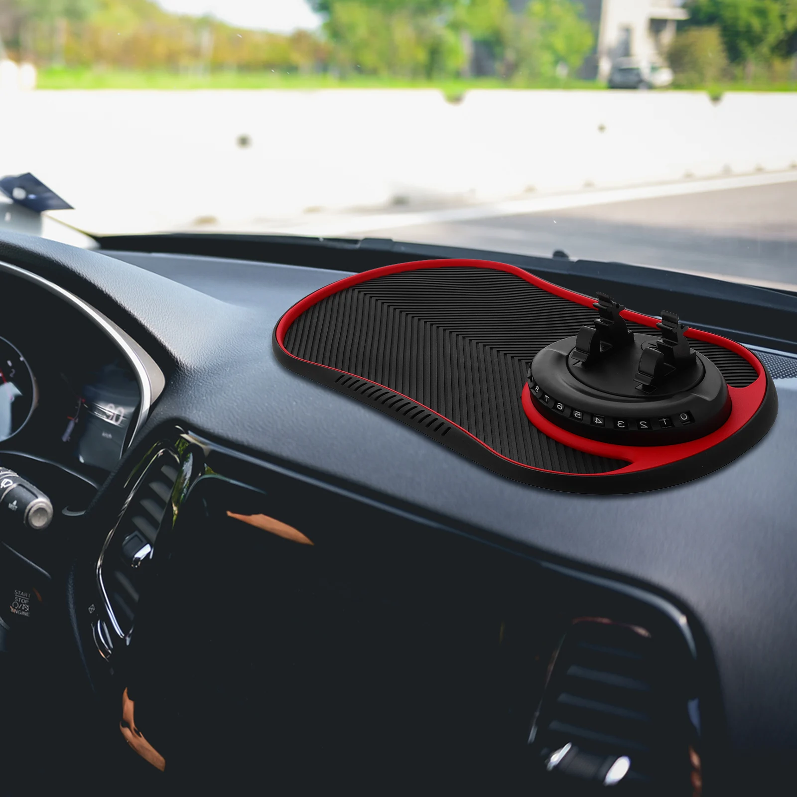 

Universal Non-Slip Car Mat Pvc Anti-S Dashboard Pad Adjustable Phone Sunglasses Keys Holder Organizer Mat For Vehicles