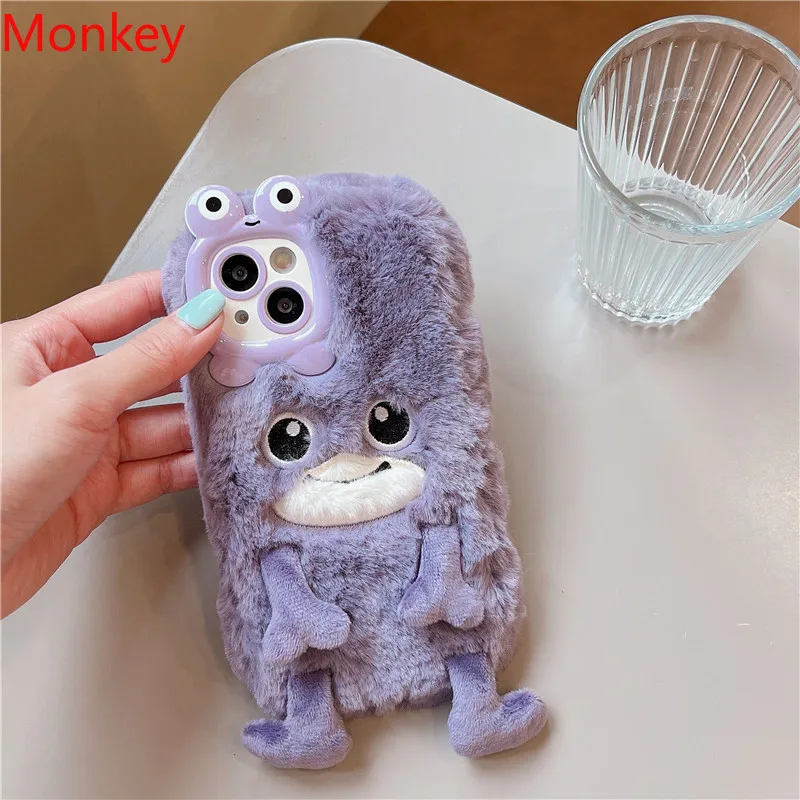 Funny Soft Silicone 3D Frog Phone Case For iPhone 15 Pro Max Case 14 Plus 13 12 11 Cartoon Cute Fur Shockproof Bumper Back Cover