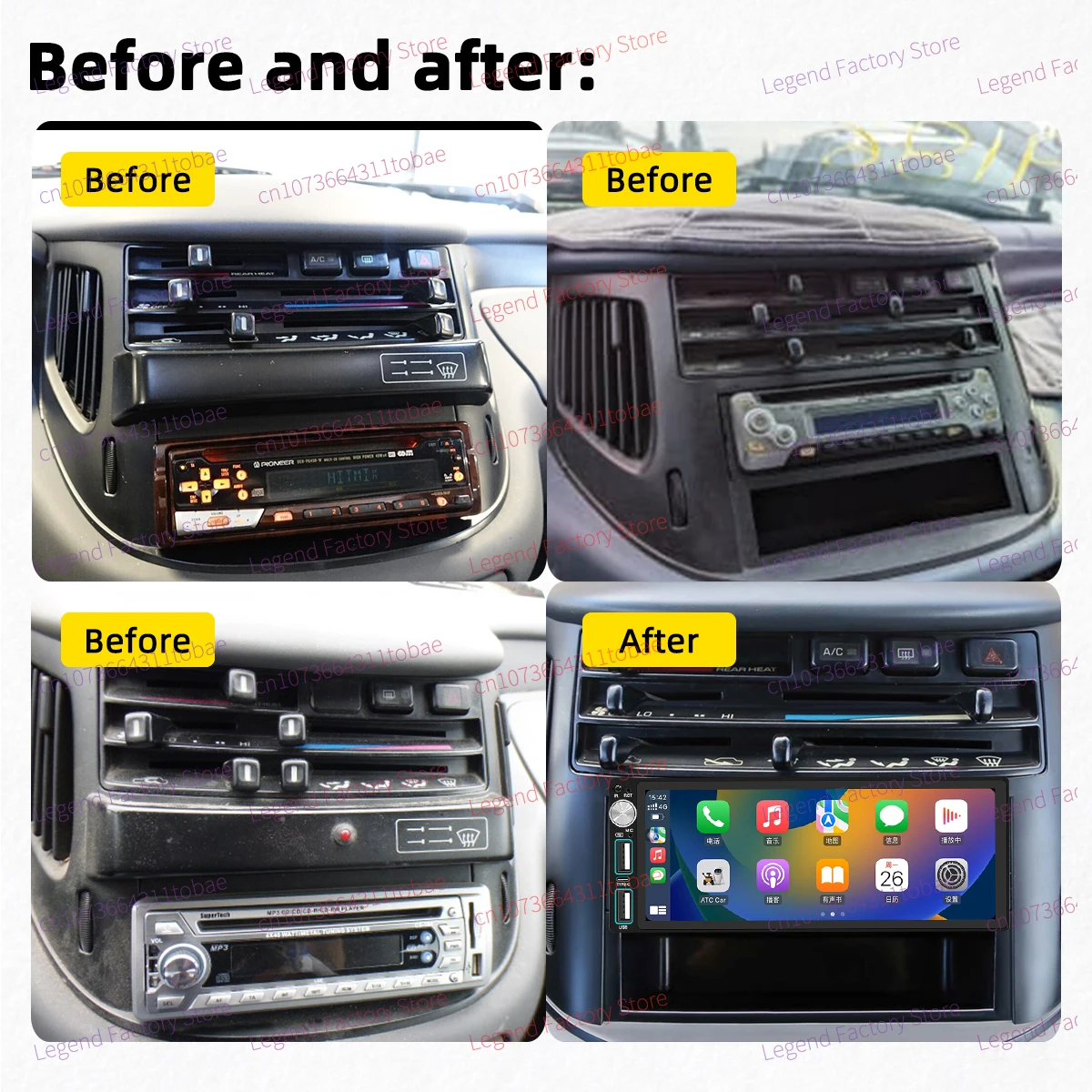Carplay 1 Din راديو أندرويد السيارات سيارة الوسائط المتعددة لتويوتا بريفيا 1991-1997 6.86 "وحدة رأس الشاشة Autoradio GPS والملاحة #2