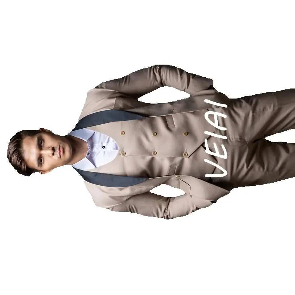 

CustomizedMen Suit Black Shawl Lapel Jacket Pants Vest Three Piece Single Breasted Wedding Champagne Fashion Business Slim Fit S