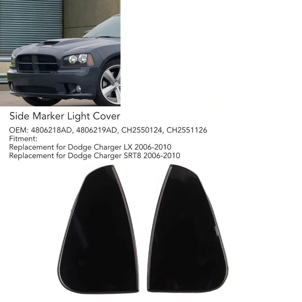 2PCS Black，White，Yellow Front Side Marker Lamp ABS and PC Front Corner Indicator Light for Dodge Charger LX/SRT8 2006‑2010