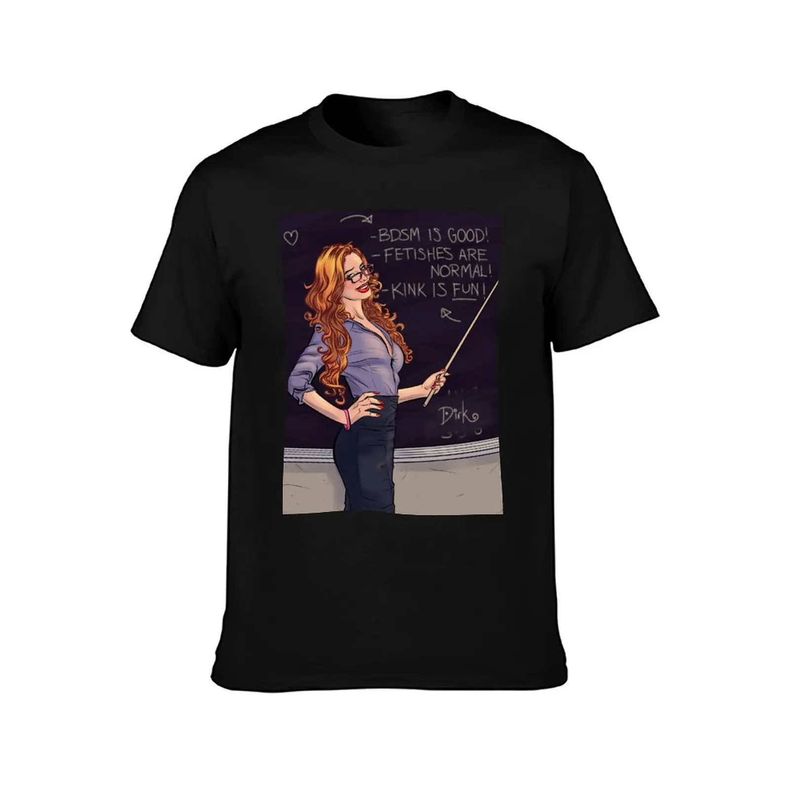 Hot for Teacher Original BDSM, Kink, and Fetish Positive Illustration by Dirk Hooper T-Shirt Creative Graphic Tee Shirt T-Shirt