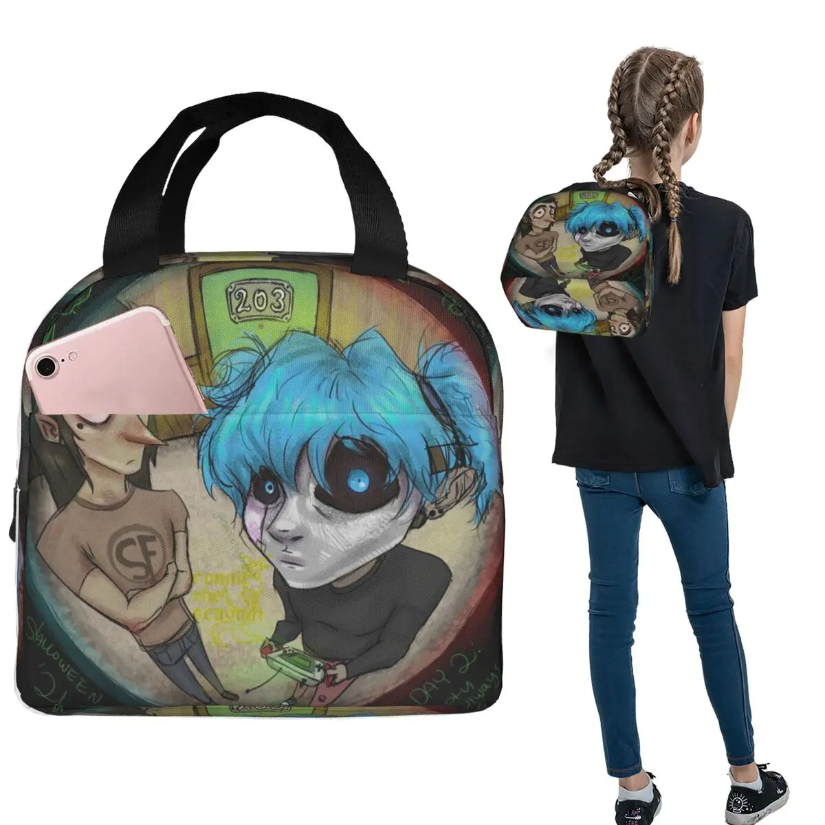 Game Sally Face Terror Adventure Insulated Lunch Bag for Women Kids Portable Food Boxes Thermal Lunch Box Tote