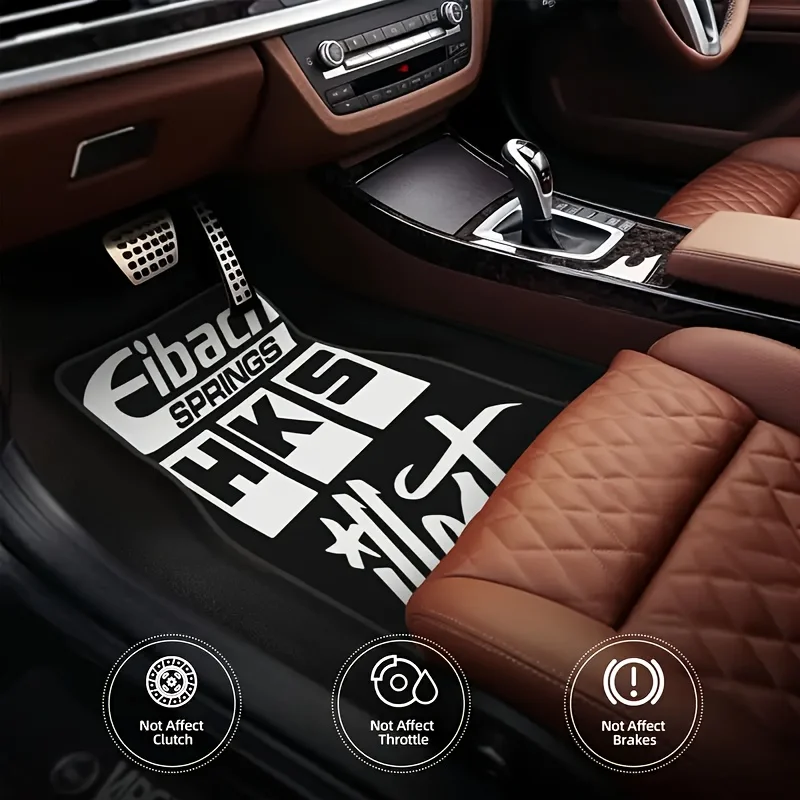 

4pcs JDM Style HKS Pattern Car Floor Mats - Easy Clean, Universal Fit | Stylish Floor Mat | Polyester Fiber Mat, Car Floor Mats