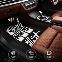 4pcs JDM Style HKS Pattern Car Floor Mats - Easy Clean, Universal Fit | Stylish Floor Mat | Polyester Fiber Mat, Car Floor Mats