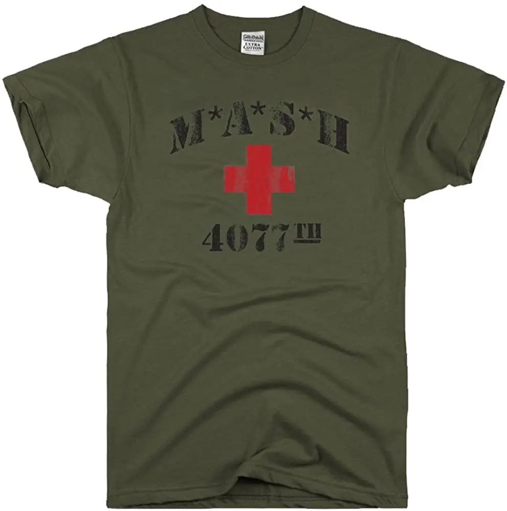 Slim Fit Male Clothes 100% Cotton T-shirts Men's MASH 4077th MASH Vintage T Shirt Customize Tops