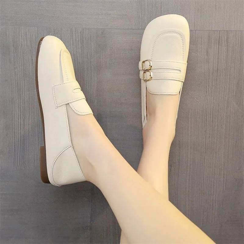 New Style Women Flat Loafers Genuine Leather Slip On Two Way Wear Soft Sole Comfortable Lightweight Casual Walking Shoes