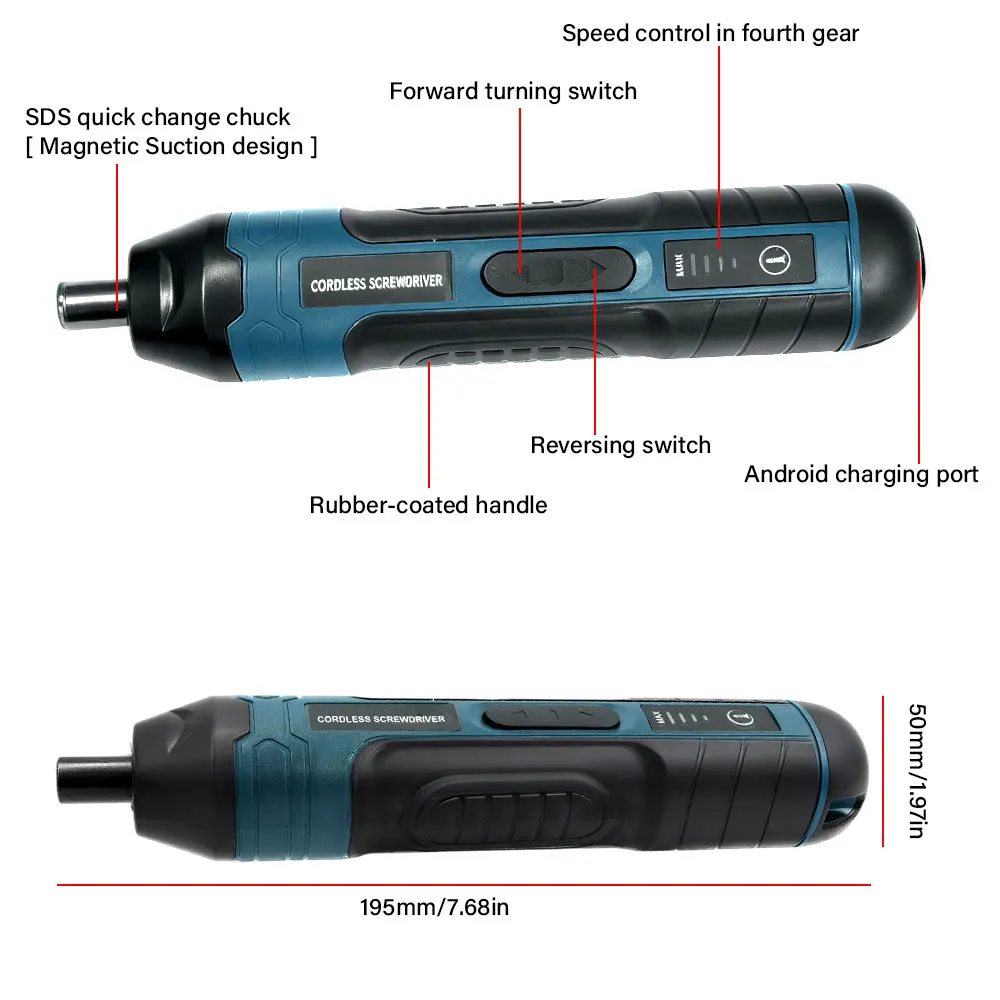 Mini Cordless Electric Screwdriver 1300mah Rechargeable Adjustment Power Drill Multi-function Disassembly Torque Repair Tools