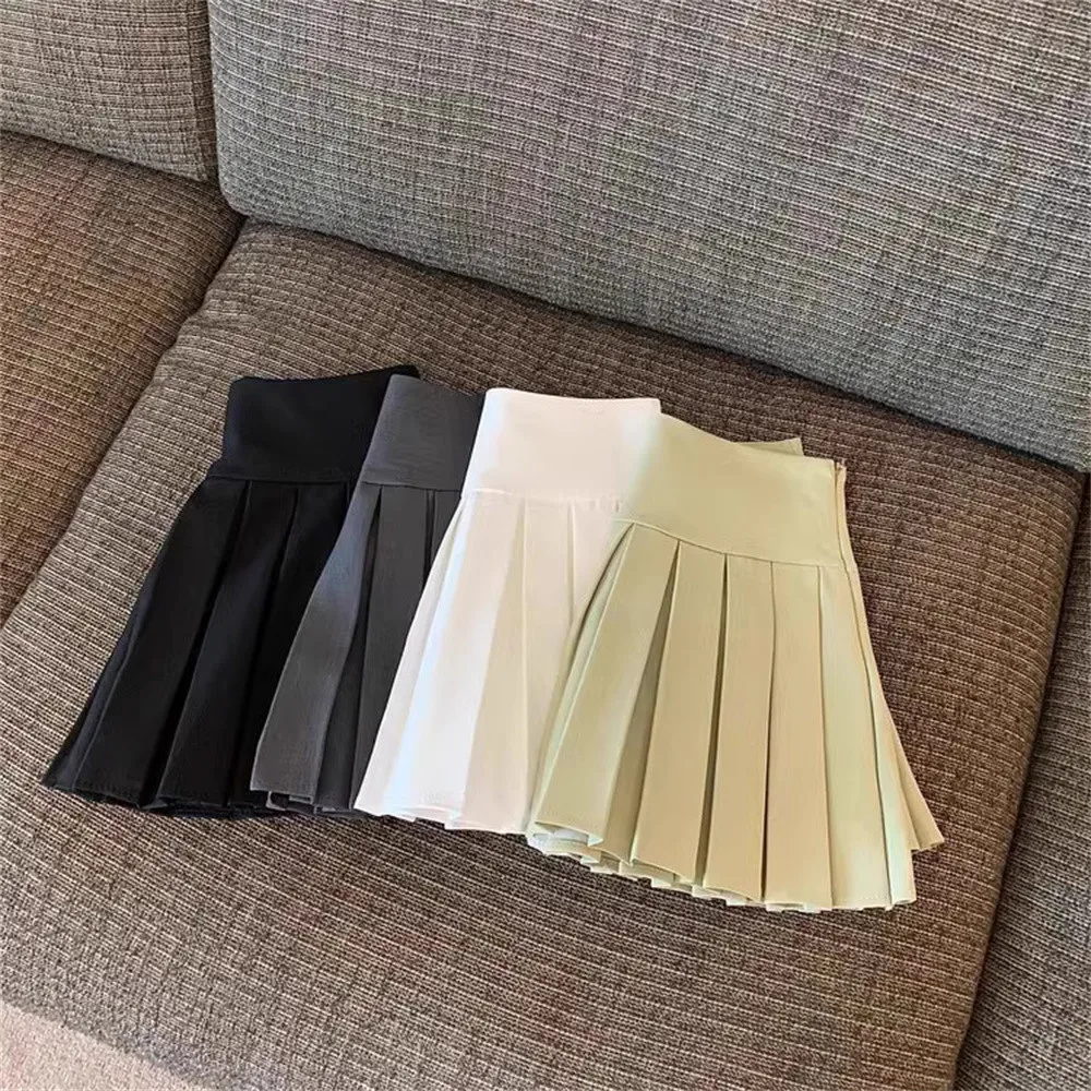 Kids Fashion Girls Clothing 4-13 Skirt Summer Daily Casual Style Little Girls Solid Colour High Waist Kids A-line Skirt
