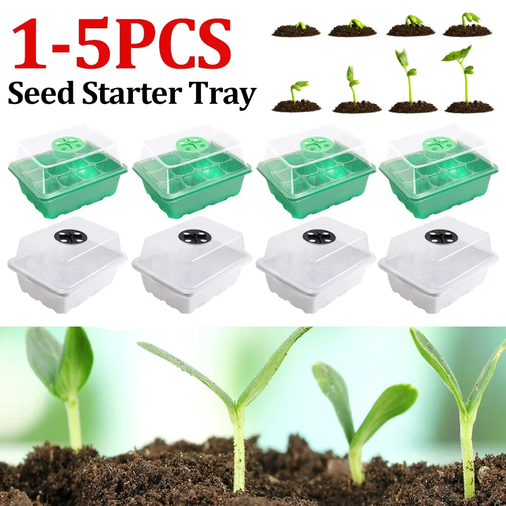 12 Holes Seed Starter Tray Stackable Plant Germination Starter Tray Mini Greenhouse Germination Tray for Succulent Plant