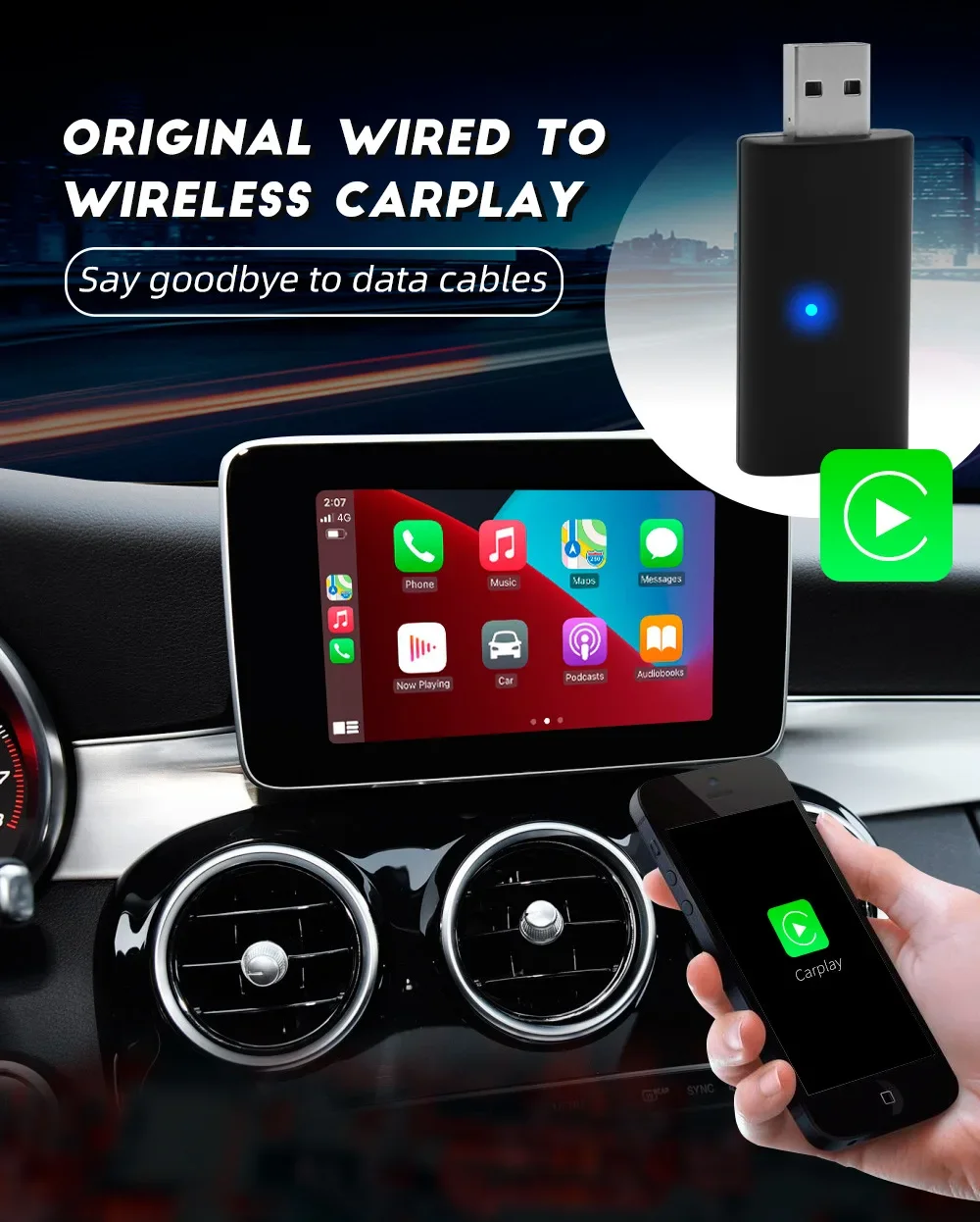 Top Selling Wireless Carplay Box 2in1 Ai Box Wired to Wireless Transparent AI Original Car Wire to Wireless Carplay